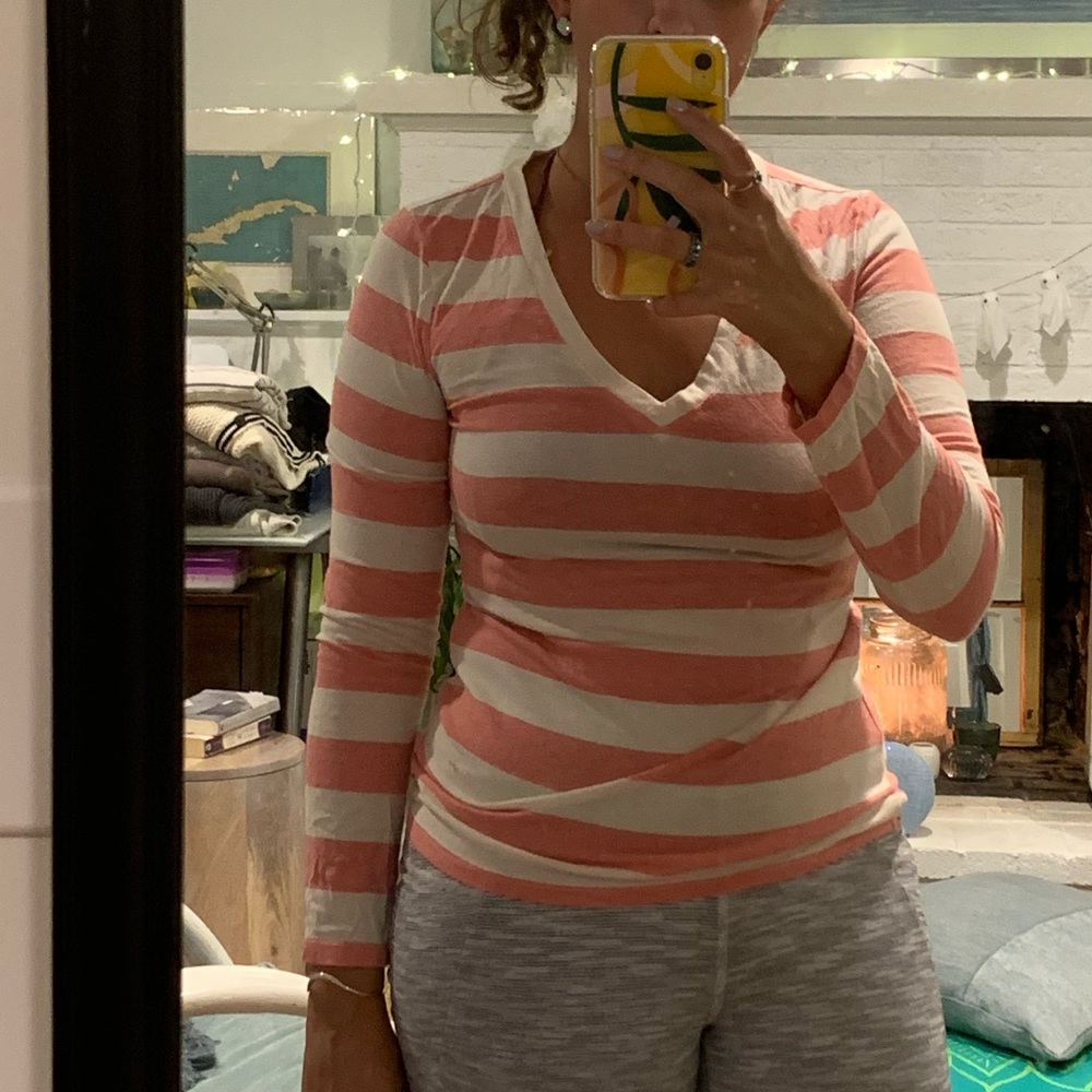 Salmon and Cream Striped Top